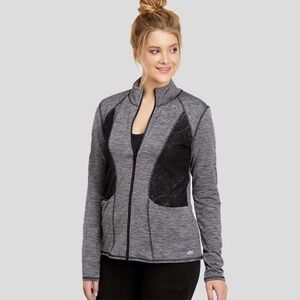 Maurices In Motion Full Zip Lace Insert Active Jacket XL Grey Black